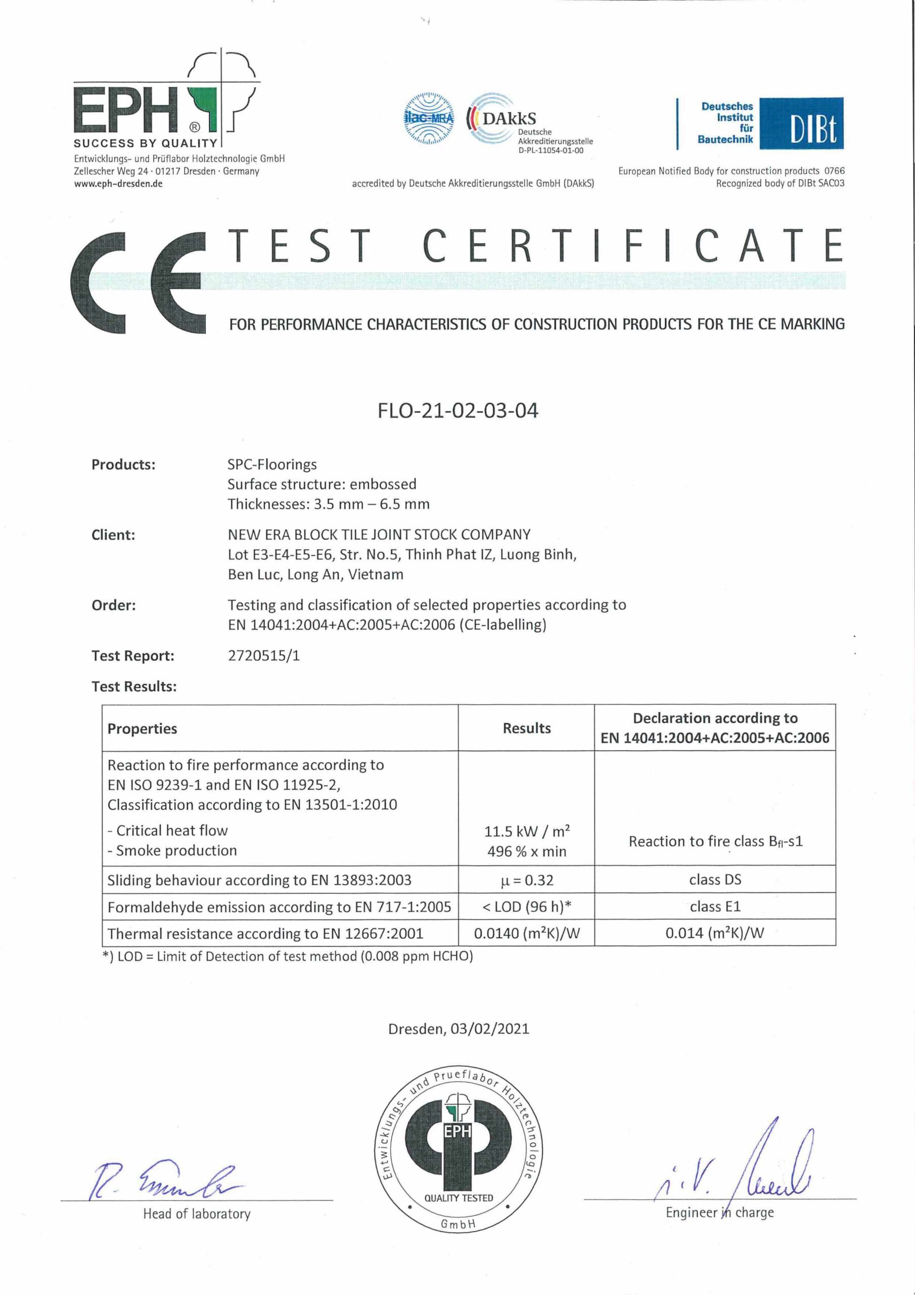 sàn EFLOOR đạt chứng nhận CE marking